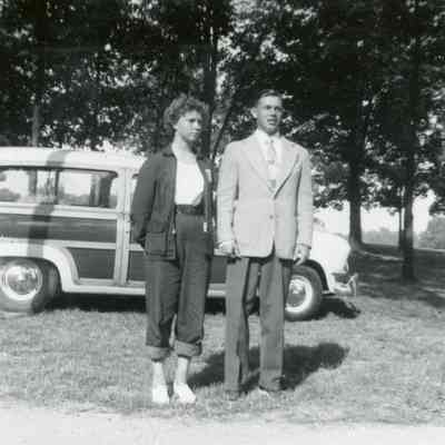 Mary Ann and Nick Wiese at the Midwest Cheerleads Camp at Smith & Walbridge in Syracuse, Indiana on June 19, 1953.