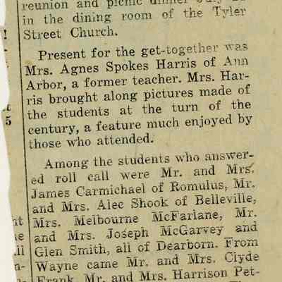 Article from 1952 saying that the 1904 and 1905 class Reunion on July 14.