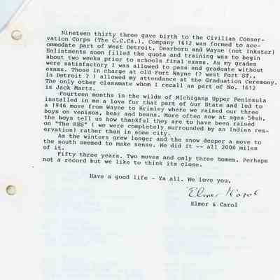 Class of 1933 Declination letter from Elmer and Carol p2
