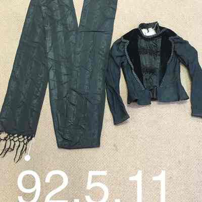 Black Ornate waist Jacket with scarf