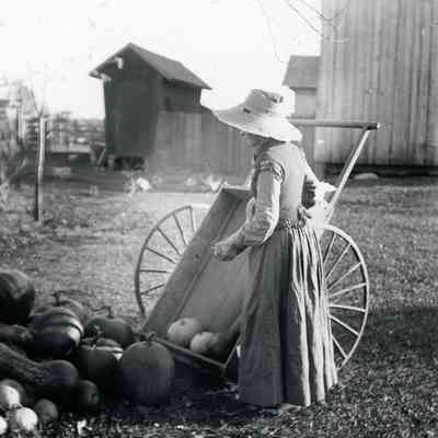 Ellen Warner with pumpkins.