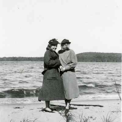 Lois Hisey and friend at Lake Superior.