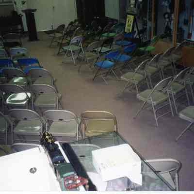 The chair set up at the Ladies Hat Show on 02/20/1992. This photo is from the rear.