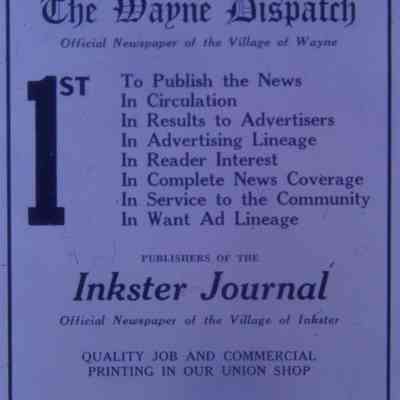 1947 ad. Wayne Dispatch, Inkster Journal
