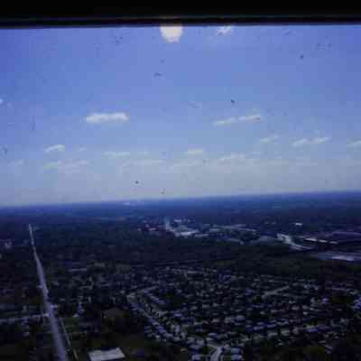 Aerial over Glenwood Road, looking East