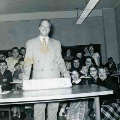 Mr. John K. Dunn (English & Social Studies) last day. Leaving Wayne High to teach at Dearborn Fordson High on Jan. 18, 1953.