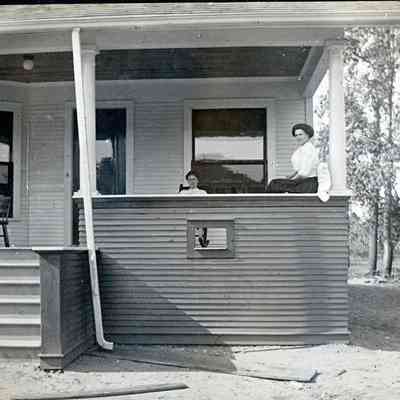 Mrs. Thomas Jamison and Mrs. Minnie Roth on the porch of the Jamison's Bungalow on Aug. 10, 1911.