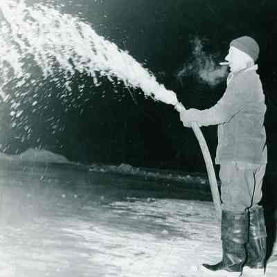 Hank Goudy creating skating Rink