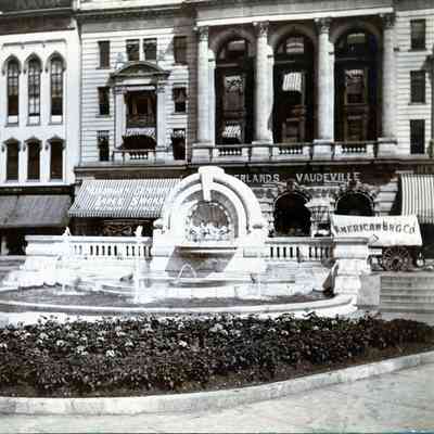 Merrill Humane Fountain in front of the old Detroit Opera House in Campus Martius Park.