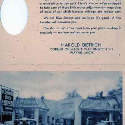 Harold Dietrich Auto Dealer Advertisement mailed to a Ms. Mary Davidson on 5042 Main St in Wayne, Mi 48184. Harold Dietrich Auto Dealer was located at 35109 Main St in Wayne, Mi 48184