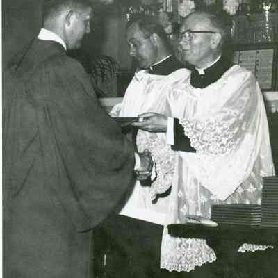 6-11-1958. Unknown, Father Kreft, Father Haney