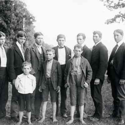 Brandt Warner at very right on top row. Bottom Row is Henry Warner, Russell and Herbert R.