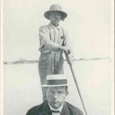 Dr. John J. Marker and fishing guide, somewhere in Northern Michigan in about 1910.