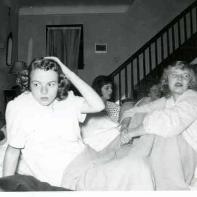 Marilyn Johnson, Sue Pringle and Joan Worden at Pat Millar's PJ Party on Oct. 23, 1953.