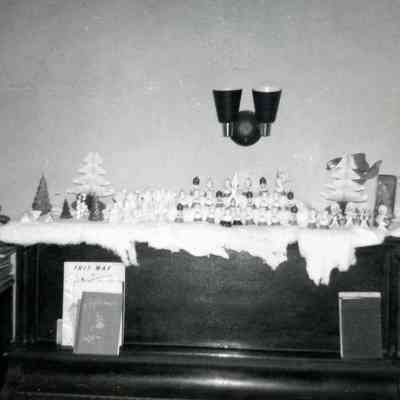The angel choir on the piano inside Martin House in the Living Room.