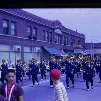 Monroe Street, Lee Gerbstadt Building. Wayne Memorial H.S. Zebra Marching Band
