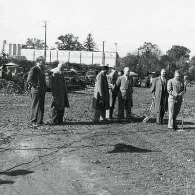 Breaking ground for parking lot. Photo taken by Davis Studio Inc.