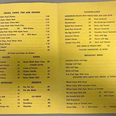 1954 Menu