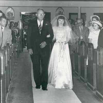 Bernice Greenawalt/Millar walking down the isle at St. Mary's Church on 07/16/1949