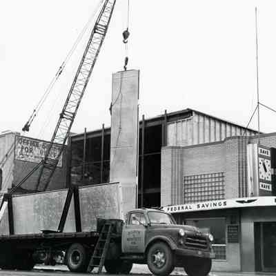 Wayne Federal Savings & Loan. New building being built around old one.