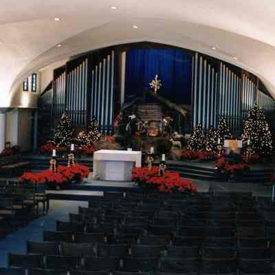 Sanctuary and Altar decorated for Christmas