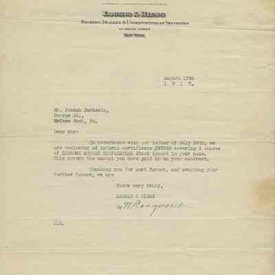 Purchase of Harroun Shares 1917