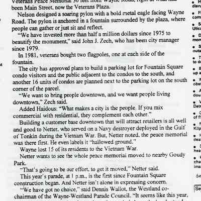 May 24, 2004 article about complaints memorial is not prominent enough
