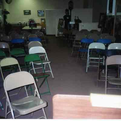 The chair set up at the Ladies Hat Show on 02/20/1992. This photo is from the front.