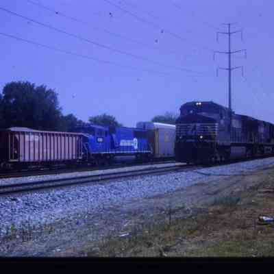 Trains, Norfolk Sov. 4 locos in Wayne July 20th 2002