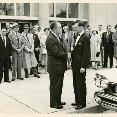 George Smith greeting visiting mayor