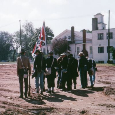 Civil War Reenactment in Church Parking Lot