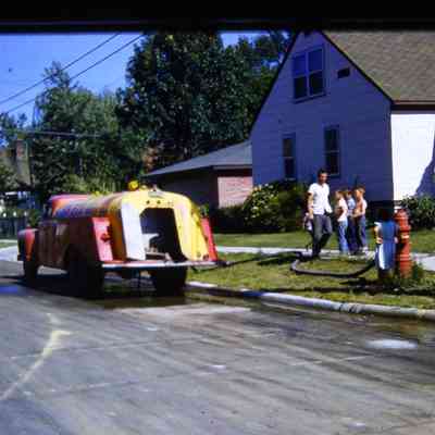Children standing near fire hydrant