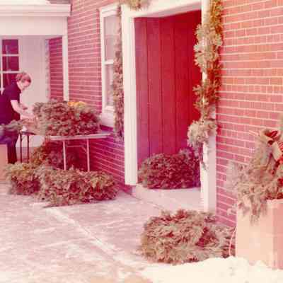 The 1972 Greens Market is at St. John's Episcopal Church with fresh greens at entrance.