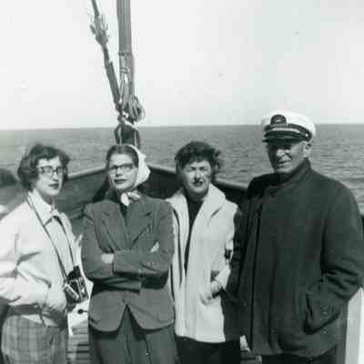Margaret Bunnell, Maxine Barton, Roxie Fortine and Unknown Crewmember on the Senior Cruise