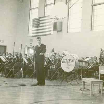 Concert band playing in gym