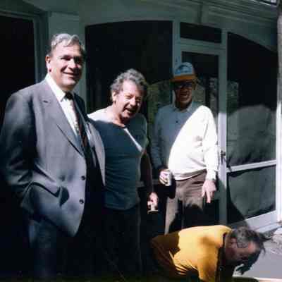 Hank Goudy in orange hat. 1986 new sidewalk