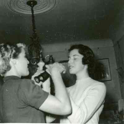 Martha Hawley and Holly Smith at Pat Millar's PJ Party on Oct. 23, 1953.