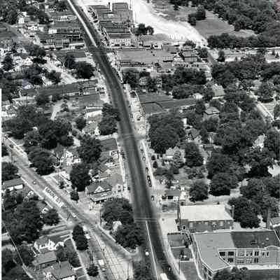 Aerial over Michigan Avenue looking West