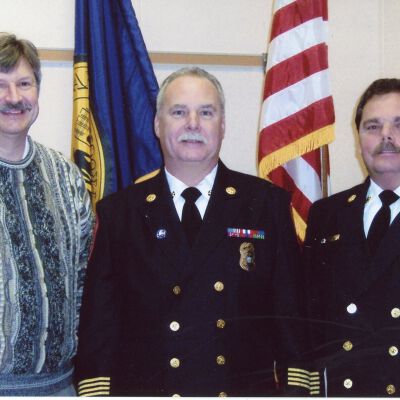Wayne City Manager and Firefighters