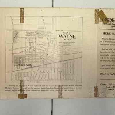 1916 Map Of Wayne Michigan Highlands Subdivisions