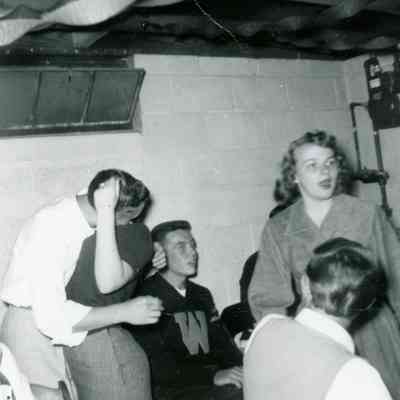 Bill Sexton, Patti Bingel, Glen Baxter, Marilyn Johnson and Chuck Sojack at Marilyn Johnson's Birthday Party on Oct. 4, 1953.