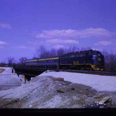 Trains, C&O and B&O # 1447 at Wayne going N bnd at Mich Ave in Mar 1970
