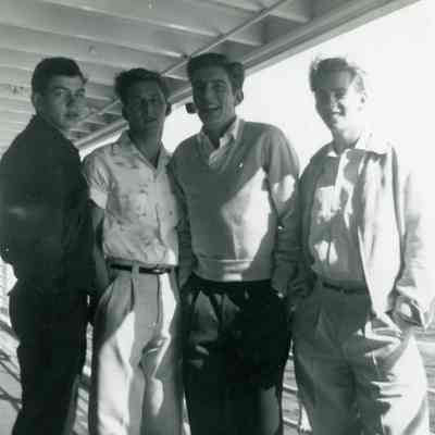 Bill Schwartz, Bob Ritter, Bill Hunt and Claude Johnston on May 29 on the boat departing from Detroit for the Senior Cruise.