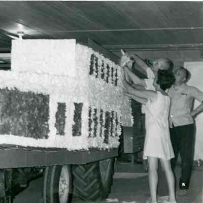 Rotary Club Members making a float for the Wayne Centennial Parade in 1969.