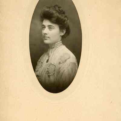 Mildred E. Yoxen Cady on X-Mas 1907. She was the wife of Samuel Bradshaw Cady.