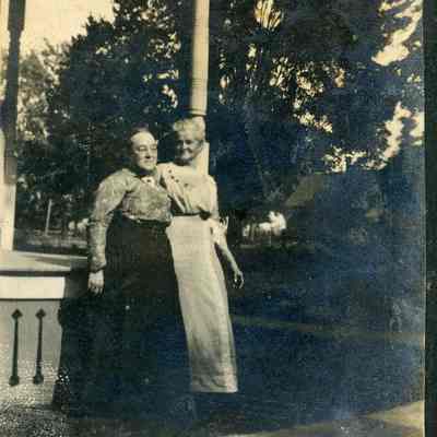 Hulda Brace on left at the Brace House in Wayne.