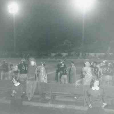 Wayne fans cheer after Ron Ferguson scores a touchdown at Wayne Verses Ypsilanti Football Game on Oct 24, 1952.