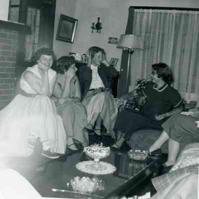 Patti Bingel, Roxie Fortine, Kitty Hillyard and Maxine Barton at Pat Millar's Birthday Party on Sep. 08, 1953.