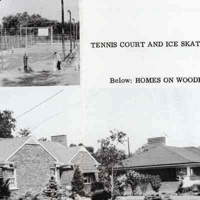 Tennis court and ice skating rink, pumphouse. Homes on Woodbrook