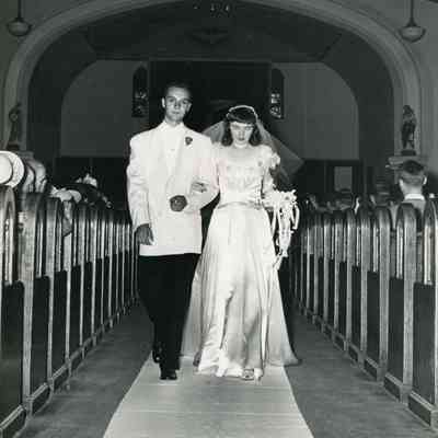 Murray and Bernice Millar on their Wedding Day on 07/16/1949 at St. Mary's Church.